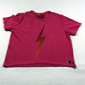 Aviator Nation Pink Bolt T-Shirt XL Crew Short Sleeve Tee Cotton Crop Top USA